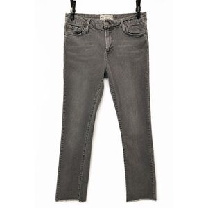 Free People Jeans Womens 28 Gray Skinny Straight Raw Hem Boho Minimalist